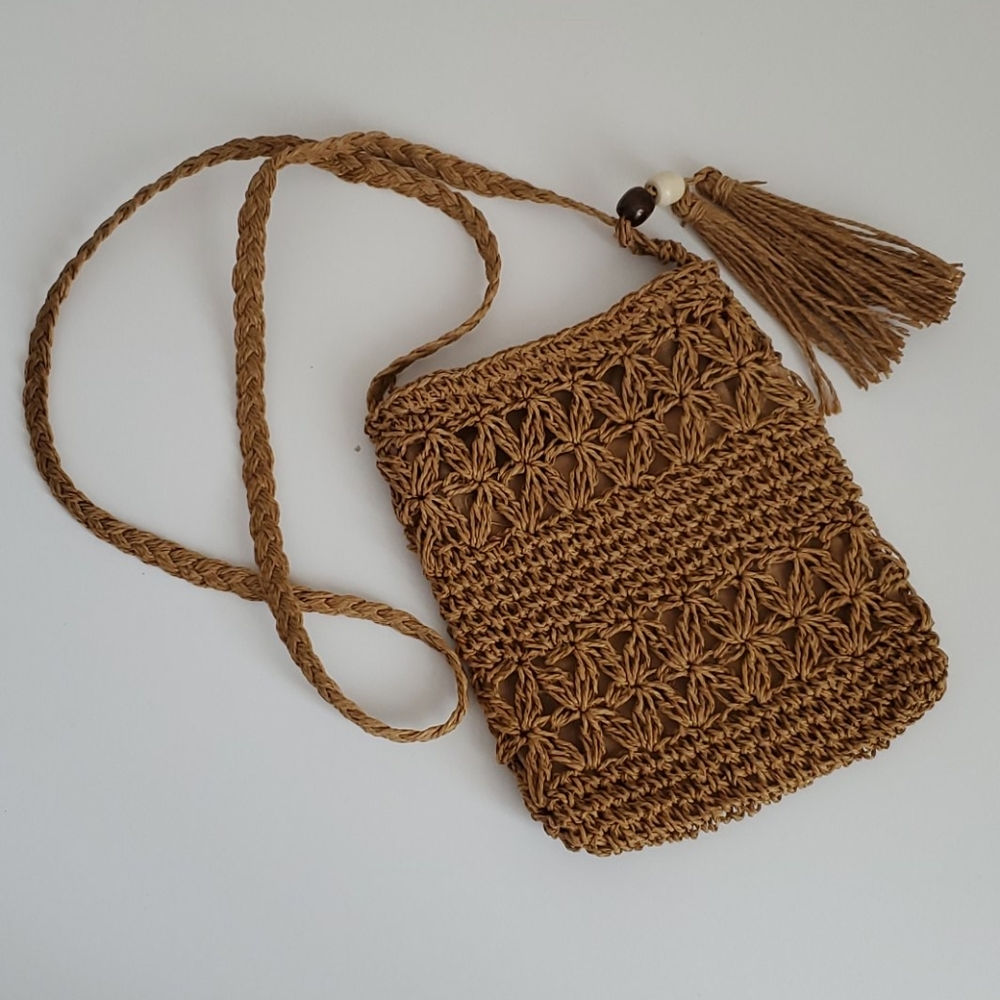 Tan Crossbody Bag with Zipper